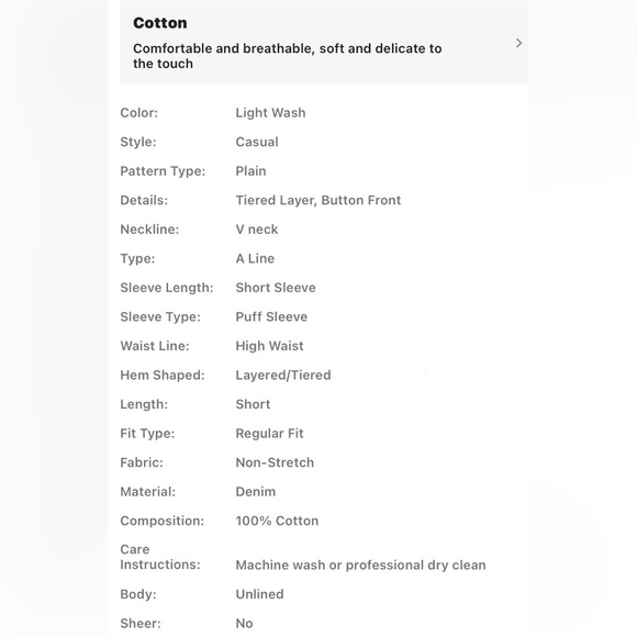 Shein French puff sleeve button thru ruffle hem denim dress - Picture 7 of 13